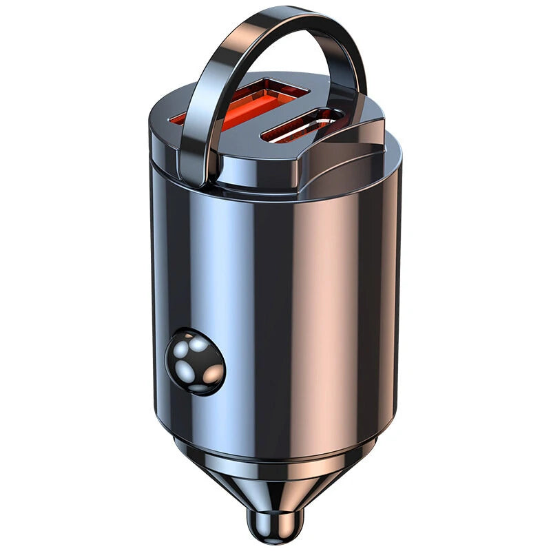 36W Mini Car Charger Adapter with PD Fast Charging Dual USB Ports Car Conversion Plug One To Two Car USB Interface - Grey