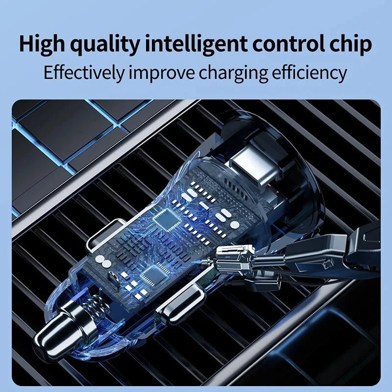 TUERBB CC01 Car Charger Fast Charging PD 30W QC4.0 USB with Blue LED Breathing Lights for iPhone 14 13 Pro Max - Blue 1PC